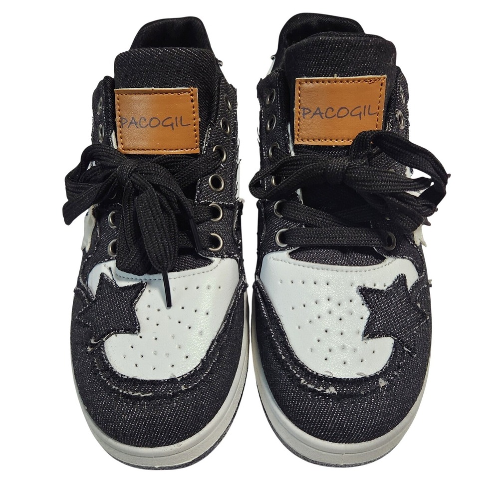 Pacogil Womens Black Denim Star Applique Low Top‎ Sneakers EU 40 US 9 NWOB